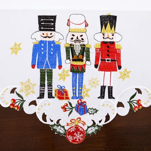 Grelucgo Embroidered Nutcracker Rod Pocket Kitchen Window Curtains Valance 58×14 Inches for Christmas Holidays (Nutcrackers) - color: Nutcrackers