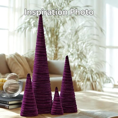 Your Heart's Content Plum Velvet Trees Set of 4, Handcrafted Mantel Accent, Wedding Centerpiece, Valentine Purple Tabletop Tree, Winter Elegance, Gift for (Plum) - color: Plum
