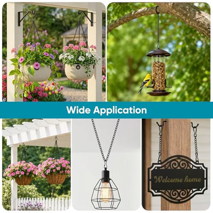 30 Inch Metal Chain for Hangings, Black Chains, with Safety Hooks - color: Black