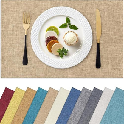 Homaxy Cloths Placemats for Dining Table Set of 12, 13" x 19", Flaxen - color: Flaxen, size: Placemats Set of 12