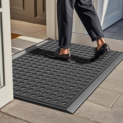 Mibao Front Door Mat, 35.5" x 24", Grey, Grey, Heavy Duty Dirt Trapping - color: Grey, size: 2' x 3' (Rectangular)
