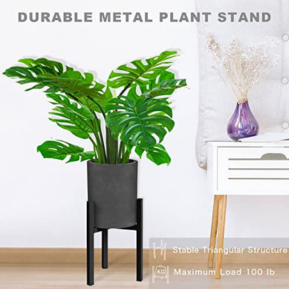 2 Pack Adjustable Plant Stand, Metal Planter Stands Indoor Outdoor, Mid Century Modern Plant Holder, Fit 8 10 12 inch Pots, Black (Pot & Plant Not Included) - color: Black