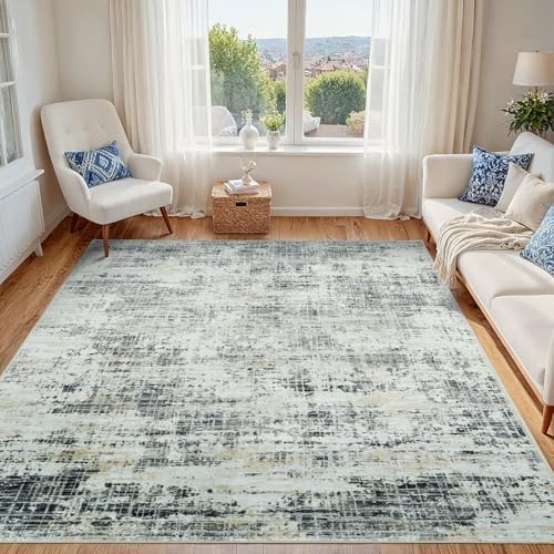 5x7 Washable Area Rug for Living Room Bedroom: Non-Slip Modern Black Gray - color: Black Gray/Gold, size: 5' x 7' (Rectangular)