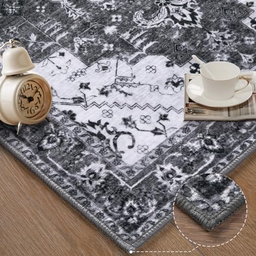 Ciicool 2x6ft Runner Rug,Small Throw Runners for Hallway Kitchen Entryway - color: Grey/Black, size: 2' x 6' (Runner)