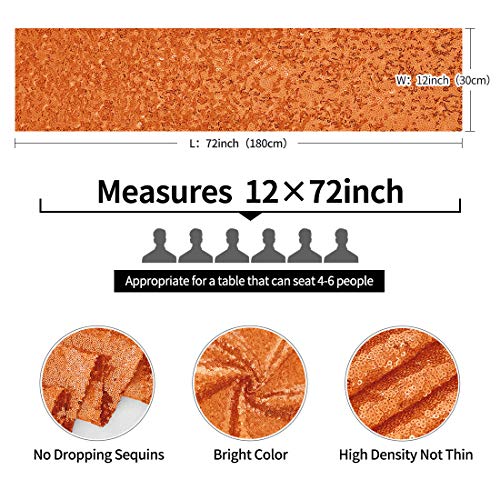 Pufogu 12 x 72 inches Orange Sequin Table Runner, 2 Packs - color: Orange