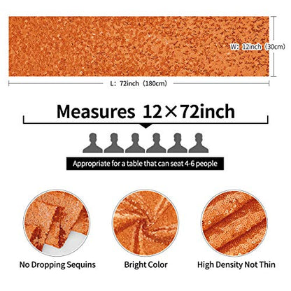 Pufogu 12 x 72 inches Orange Sequin Table Runner, 2 Packs - color: Orange