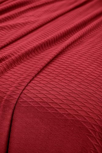 Superior Cotton Blanket, Lightweight, Breathable Bedding, Throw, Burgundy - color: Burgundy, size: Throw