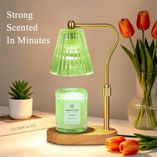 seenlast Green Candle Warmer Lamp with Timer Dimmer Adjustable Height,Birthday Gifts for WomenElectric Wax Warmer Vintage Home Decor for Scented Jar Candles - color: Green