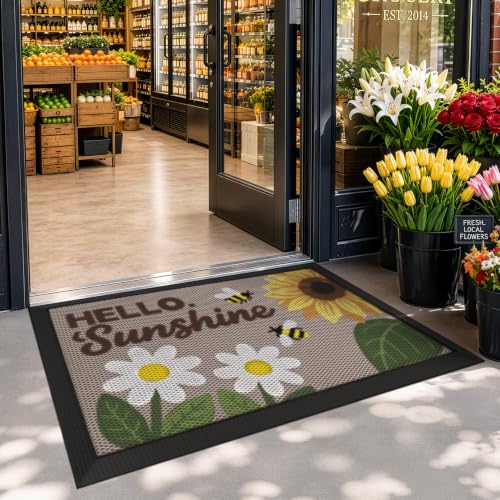 LUMI Outside Welcome Door Mat 24x36, Non-Slip Durable Rubber Easy Clean - color: Sunshine, size: 24"x36"