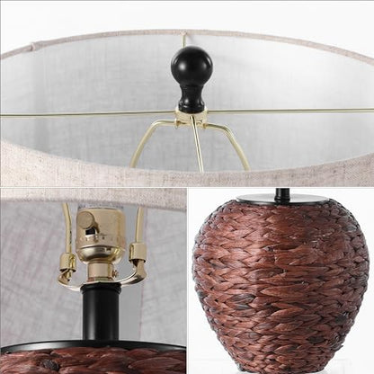 JONATHAN Y Alaro Table Lamp Woven Water Hyacinth Basket 24.5", Dark Brown - color: Dark Brown
