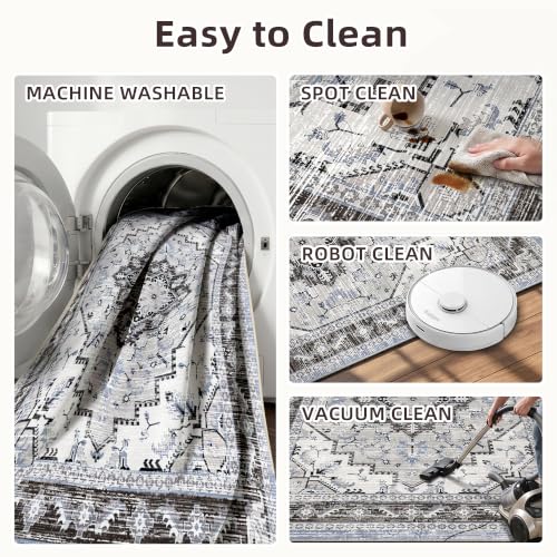 Area Rugs 3x5 Washable Non-Slip Boho Indoor Carpets, Blue Grey - color: Blue Grey, size: 3' x 5' (Rectangular)