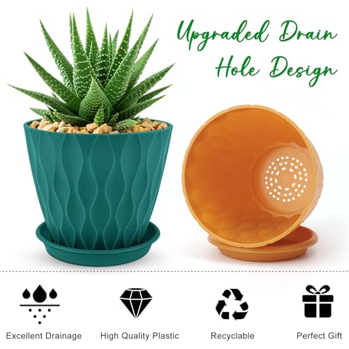 YNNICO 6 inch 6 Pack Plant Pots for Indoor Tray Saucers,Multicolor - color: Multicolor, size: 6 inch-6 pack