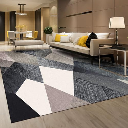 HOMFINE Washable Modern Area Rug - Geometry Style 5x7 Rugs for Living Room, Bedroom, Machine Washable Rug Soft Non Slip Non Shedding Area Rug - Green, 5'x7' - color: Green, size: 5' x 7' (Rectangular)
