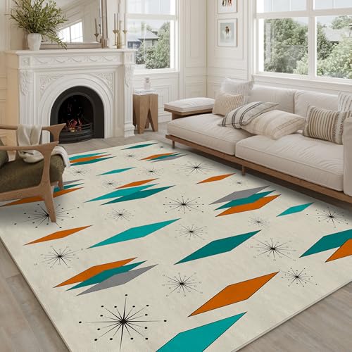 Mid Century Modern Rug for Living Room 8'x10', Non-Slip Machine Washable Carpet Atomic Retro Area Rug for Bedroom Dining Room Office Indoor Modern Home Decor - color: Modern Retro, size: 8' x 10'