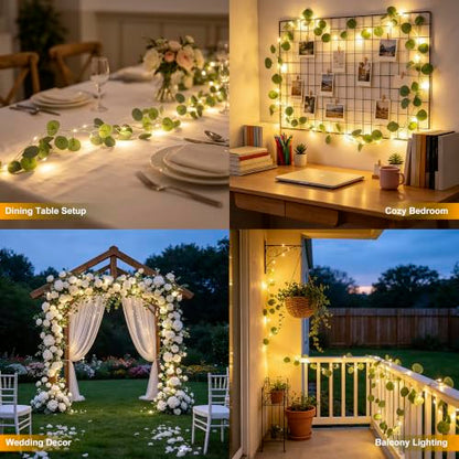 Vine Fairy Lights, 6.5FT 40 LEDs Eucalyptus String Lights, 2 Pack - color: Eucalyptus, size: 6.5 ft-20 LED-2 pack
