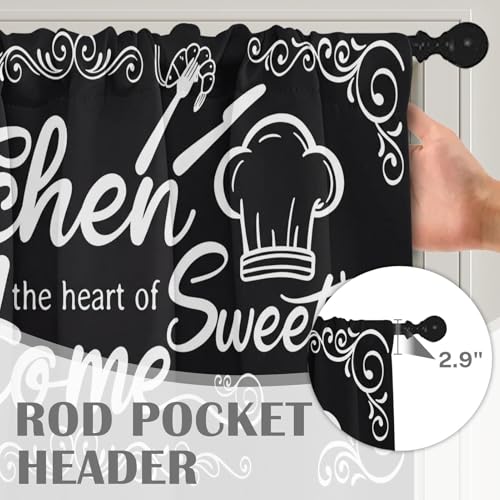 Emvency Valances for Windows, 2 Pack, 52x18 Inch, Farmhouse Heart - color: Sweet Home Black, size: 52"W x 18"L (Pack of 2)