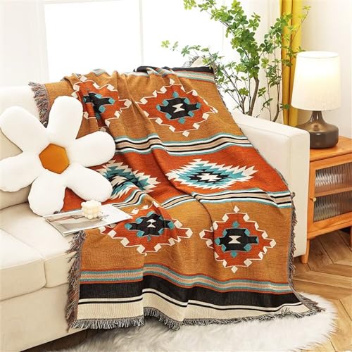 Homesy Aztec Throw Blanket Native Southwestern Bed Blankets 63"x87" Brown - color: Brown, size: 63"x87"