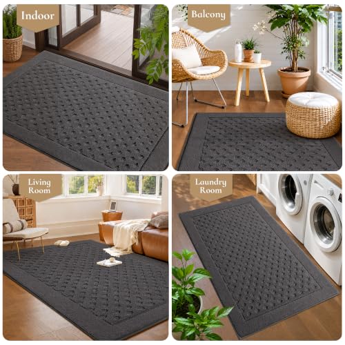 Dirt Trapper Door Mat 32"x 48", Non-Slip Entryway Rugs, Dark Grey - color: Dark Gray, size: 32" x 48"