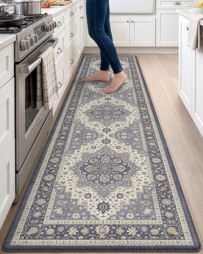 DEXI Kitchen Floor Mats Cushioned Anti Fatigue Runner Rug 24x107 Dark Grey - color: Dark Grey, size: 107"L x 24"W x 0.4"Th
