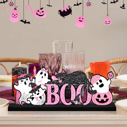 Halloween Pink Table Decorations Centerpiece, Metal Table Sign - style: Pink Ghosts