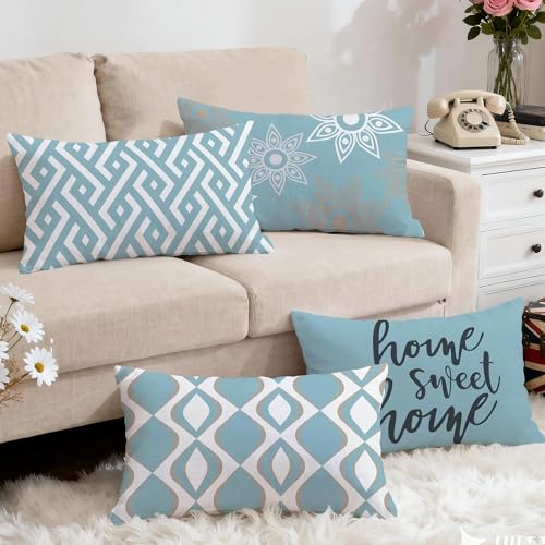 Hexagram Throw Pillow Covers 12x20, Blue Outdoor Pillow Covers Set of 4 - color: Blue, size: 12" x 20" (Pack of 4)
