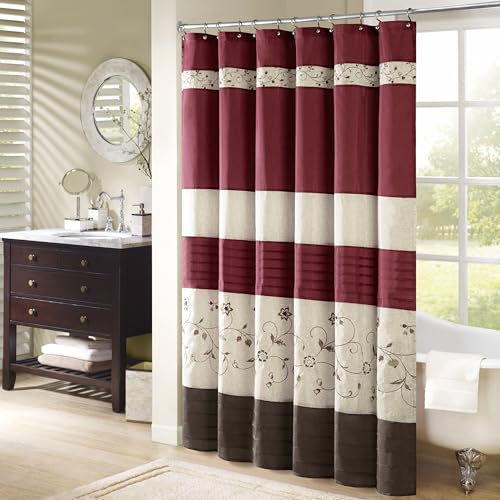 Madison Park Serene Shower Curtain for Bathroom, 72 x 72, Red - color: Red, size: 72"W x 72"L (Pack of 1)