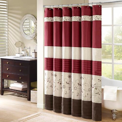 Madison Park Serene Shower Curtain for Bathroom, 72 x 72, Red - color: Red, size: 72"W x 72"L (Pack of 1)