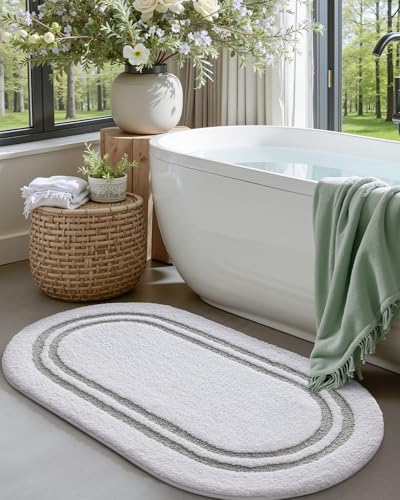 DEXI Oval Bath Mats for Bathroom Non Slip, 43x24 Bath Mat, Light Grey - color: Light Grey, size: 43" X 24" (Oval)