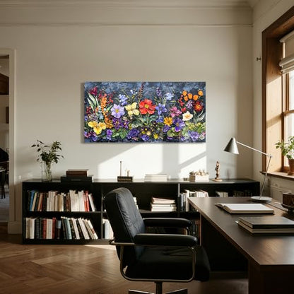 crmotu Flower Large Wall Art, Botanical Watercolor Canvas Prints 20"x40" - color: Purple and Gold, size: 40"L x 20"W