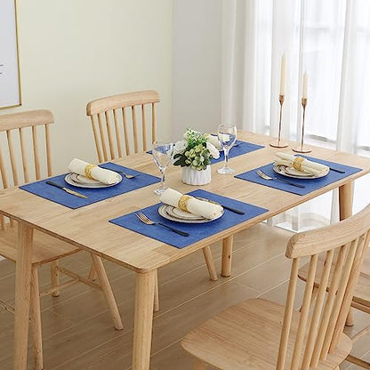 Homaxy PU Faux Leather Placemats for Dining Table, Set of 6, Sea Blue - color: Sea Blue