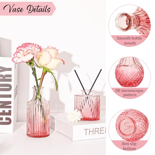 Set of 36 Glass Bud Vases Small Flower Vases for Centerpieces(Pink) - color: Pink