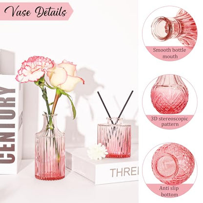 Set of 36 Glass Bud Vases Small Flower Vases for Centerpieces(Pink) - color: Pink
