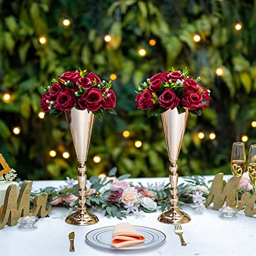 Flower Centerpieces for Wedding Tables: Burgundy, 2 Packs - color: Burgundy