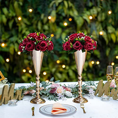 Flower Centerpieces for Wedding Tables: Burgundy, 2 Packs - color: Burgundy