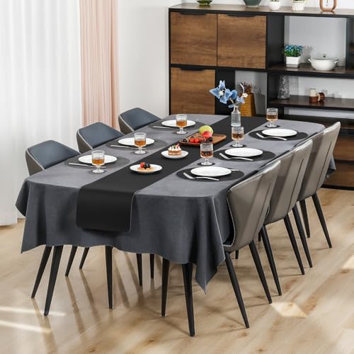 Myir JUN 14" Round Placemats Set of 4, Reversible Dual-Color Place Mats - color: Gray Black