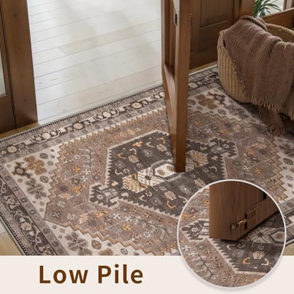 Ciicool 2x3ft Small Area Rug,Washable Boho Thin Mat for Entryway Kitchen - color: Hazel, size: 2' X 3' (Rectangular)