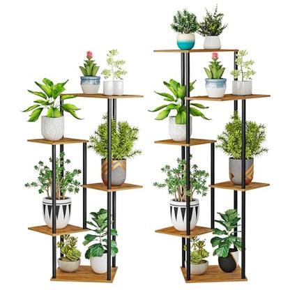 HAYOFAMY 5 Tier Rustic Brown Plant Stand Indoor 35” Tall