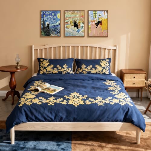 WENGTIAO 3Pcs Funny Black Cat Van Gogh Famous Painting Wall Art 12" x16x3 - color: Funny Black Cat, size: 16"x24"x3Pcs