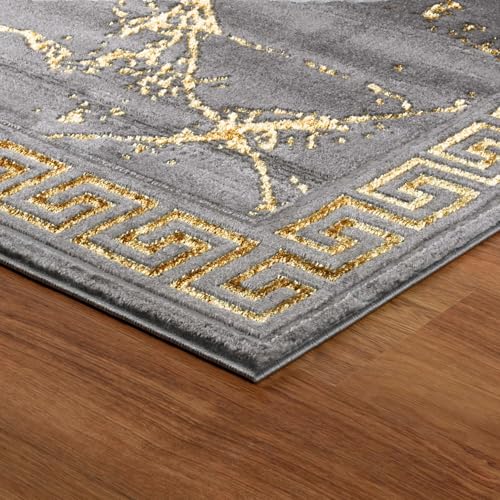 GLORY RUGS Area Rugs Marble 4x5 Grey Gold Carpet Modern Abstract Rug Living Room Dining Bedroom Rug - color: Grey, size: 4' x 5' (Rectangular)