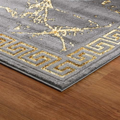 GLORY RUGS Area Rugs Marble 2x7 Gray Gold Carpet Modern Abstract Rug Living Room Dining Bedroom Rug - color: Grey, size: 2' x 7' (Rectangular)