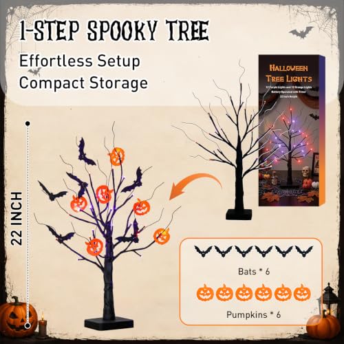 EAMBRITE Halloween Decorations Indoor Halloween Tree Black Spooky Tree