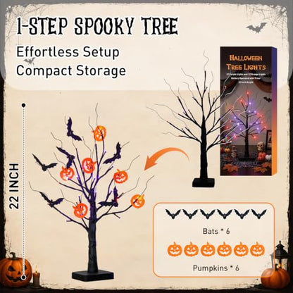 EAMBRITE Halloween Decorations Indoor Halloween Tree Black Spooky Tree
