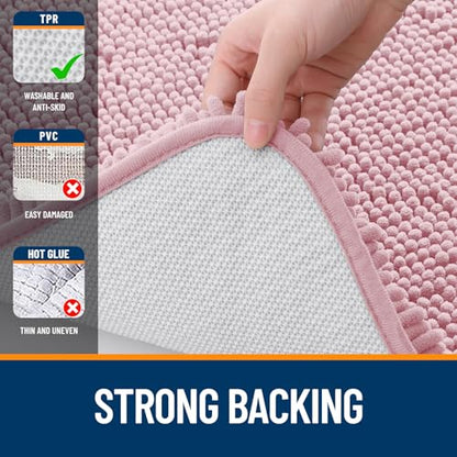 OLANLY Toilet Rugs U-Shaped 20x20, Soft Absorbent Chenille Contour Rugs - color: Dusty Rose, size: 20" X 20" Contour Rug