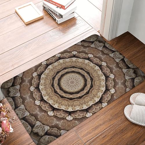 Mandala Stone Texture Bath Mat Non-Slip Soft Flannel Bathroom Rugs Washable Bathmat, Carpet Rug Entryway Decor for Tub Shower Room Floor Home Kitchen,16x24in - color: Mandala Stone Texture, size: 1'4" x 1'11" (Rectangular)