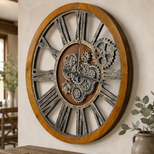 The B-Style Large Wall Clock, 30 inch, Dark Brown and Bronze - color: Drak Brown and Bronze, size: 30 inch (76 cm)