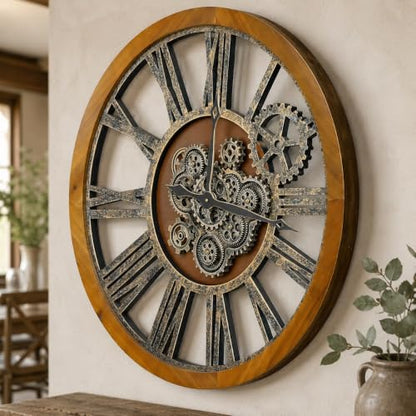 The B-Style Large Wall Clock, 30 inch, Dark Brown and Bronze - color: Drak Brown and Bronze, size: 30 inch (76 cm)