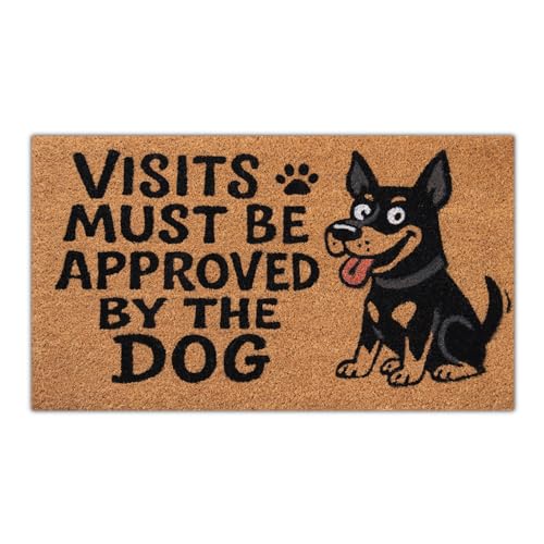 Funny Coir Door Mats Outside and Inside, Dog, 17 x 30 in - color: Dog