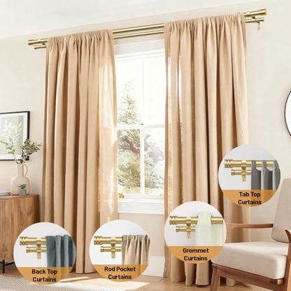 TONIAL 1 Inch Double Curtain Rods for Windows, 72 to 144 Inch, Gold - color: Gold, size: 72-144"