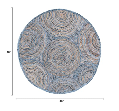 SAFAVIEH Cape Cod Collection Accent Rug - 4' Round, Blue & Natural, Handmade Jute, Ideal for Living Room, Foyer, Bedroom (CAP203M-4R) - color: Blue/Natural, size: 4' (Round)