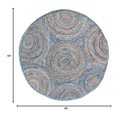 SAFAVIEH Cape Cod Collection Accent Rug - 4' Round, Blue & Natural, Handmade Jute, Ideal for Living Room, Foyer, Bedroom (CAP203M-4R) - color: Blue/Natural, size: 4' (Round)